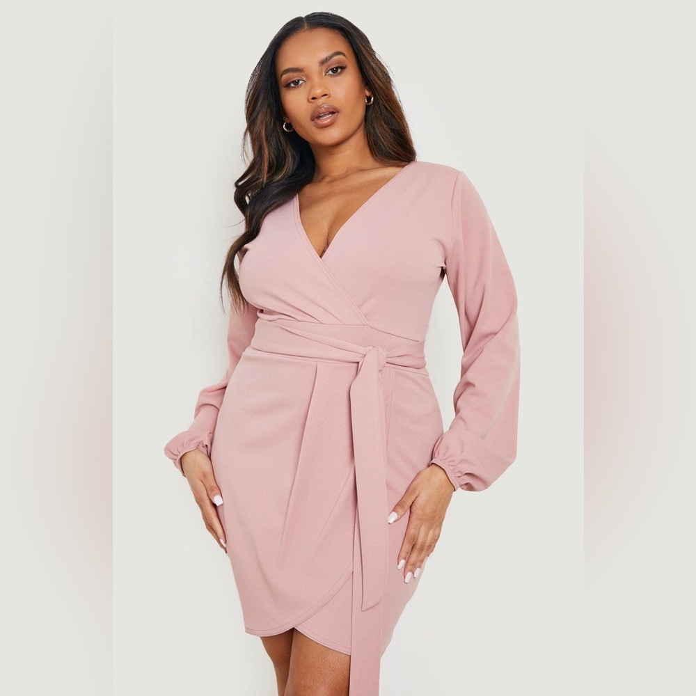 Boohoo Wrap Belted Mini Dress – Size Large (US 10) – NWT